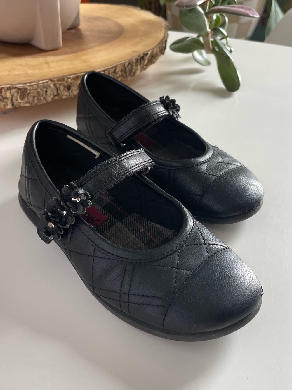 Rachel Shoes Black Quilted Floral Mary Jane Flat Shoes | Size 13